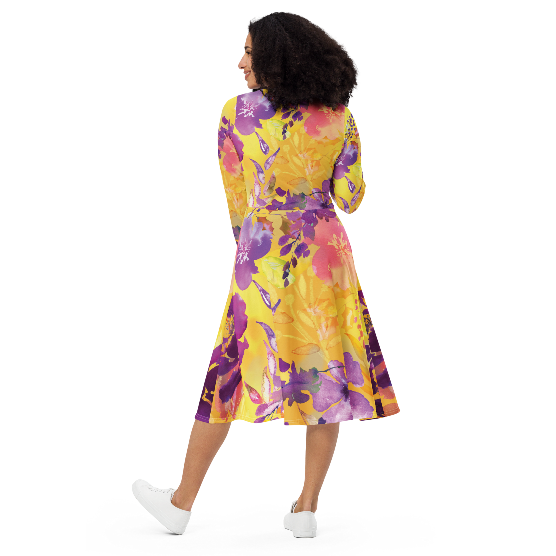 Yellow Purple Floral Dress - Vibrant Spring Style Yellow Purple Floral Dress - Vibrant Spring Style