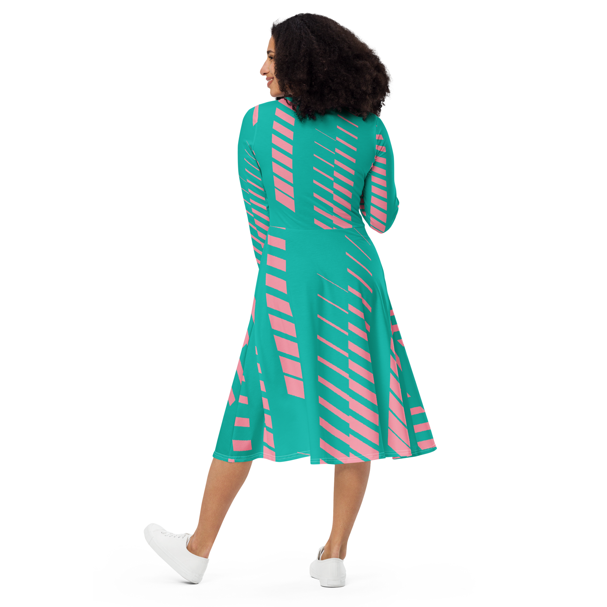 dress with diagonal lines DIAGONAL STRIPES PLEATED MIDI The Posh Pelican