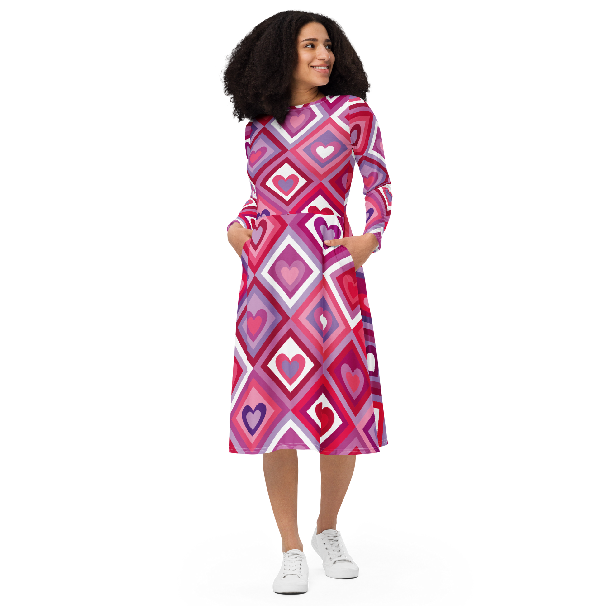 long sleeve heart print dress One Rainbow Glitter Heart Print Off Shoulder Long Sleeve Bodycon Dress For Stylish Going Out Summer Gathering