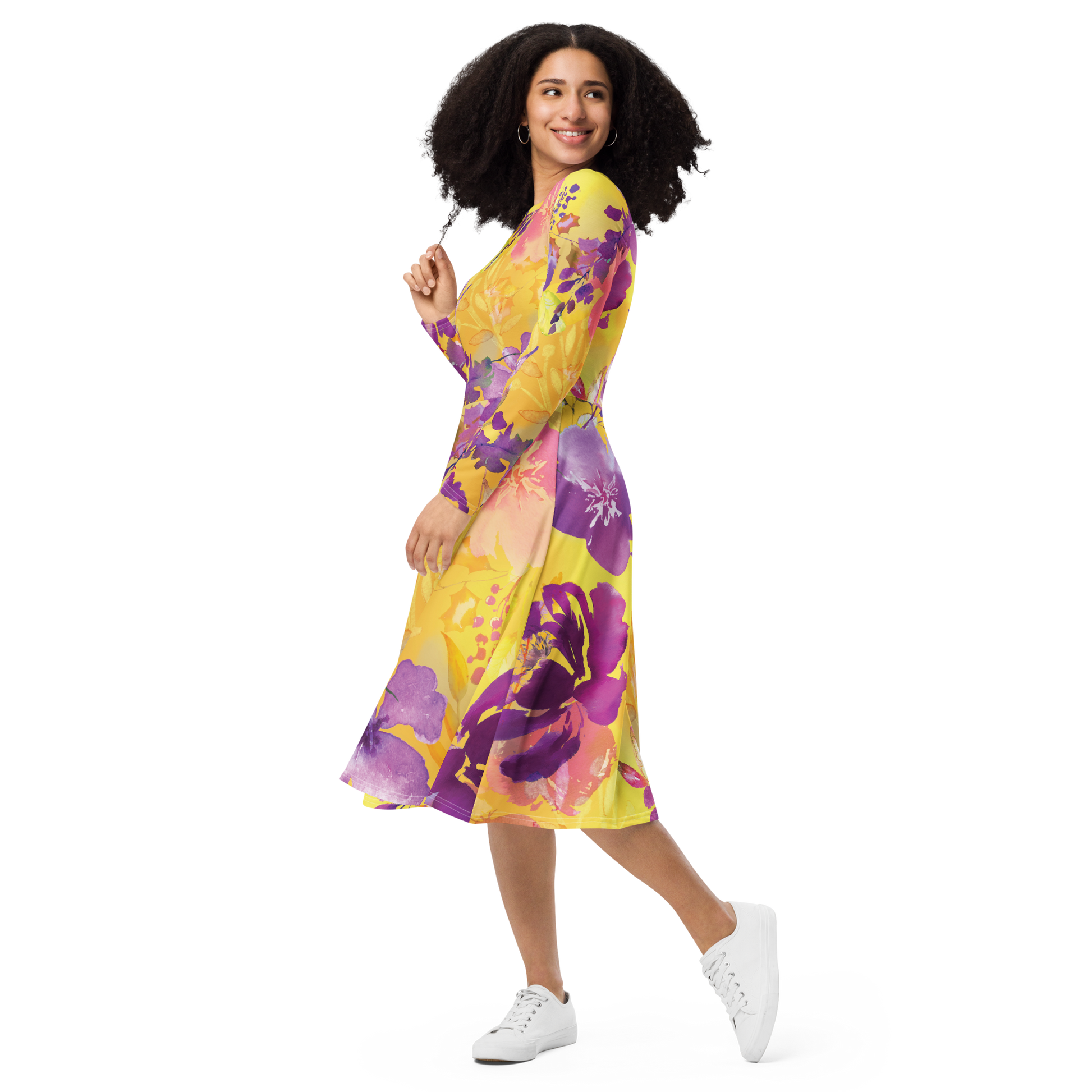 Yellow Purple Floral Dress - Vibrant Spring Style Yellow Purple Floral Dress - Vibrant Spring Style