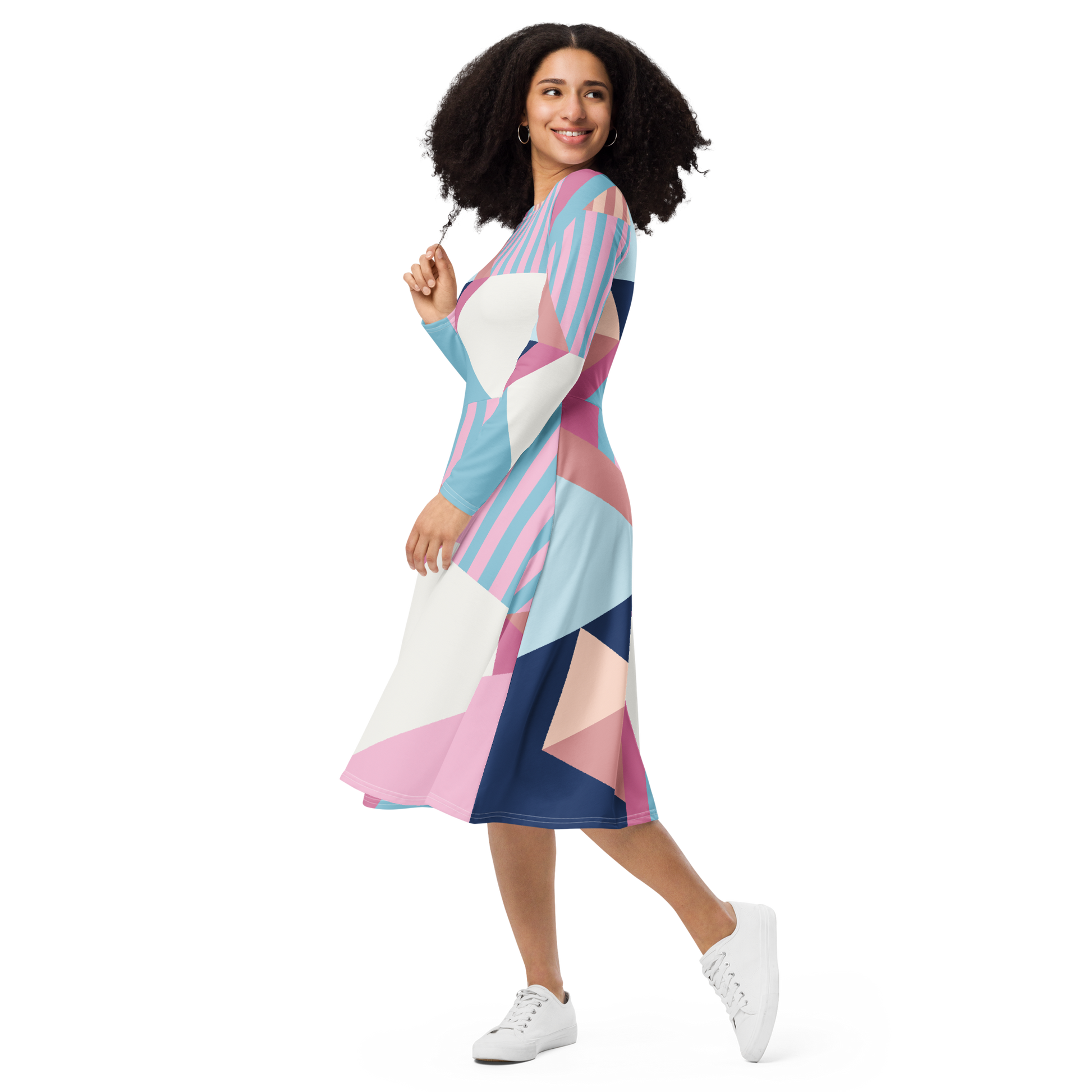 pastel long sleeve midi dress 2XS
