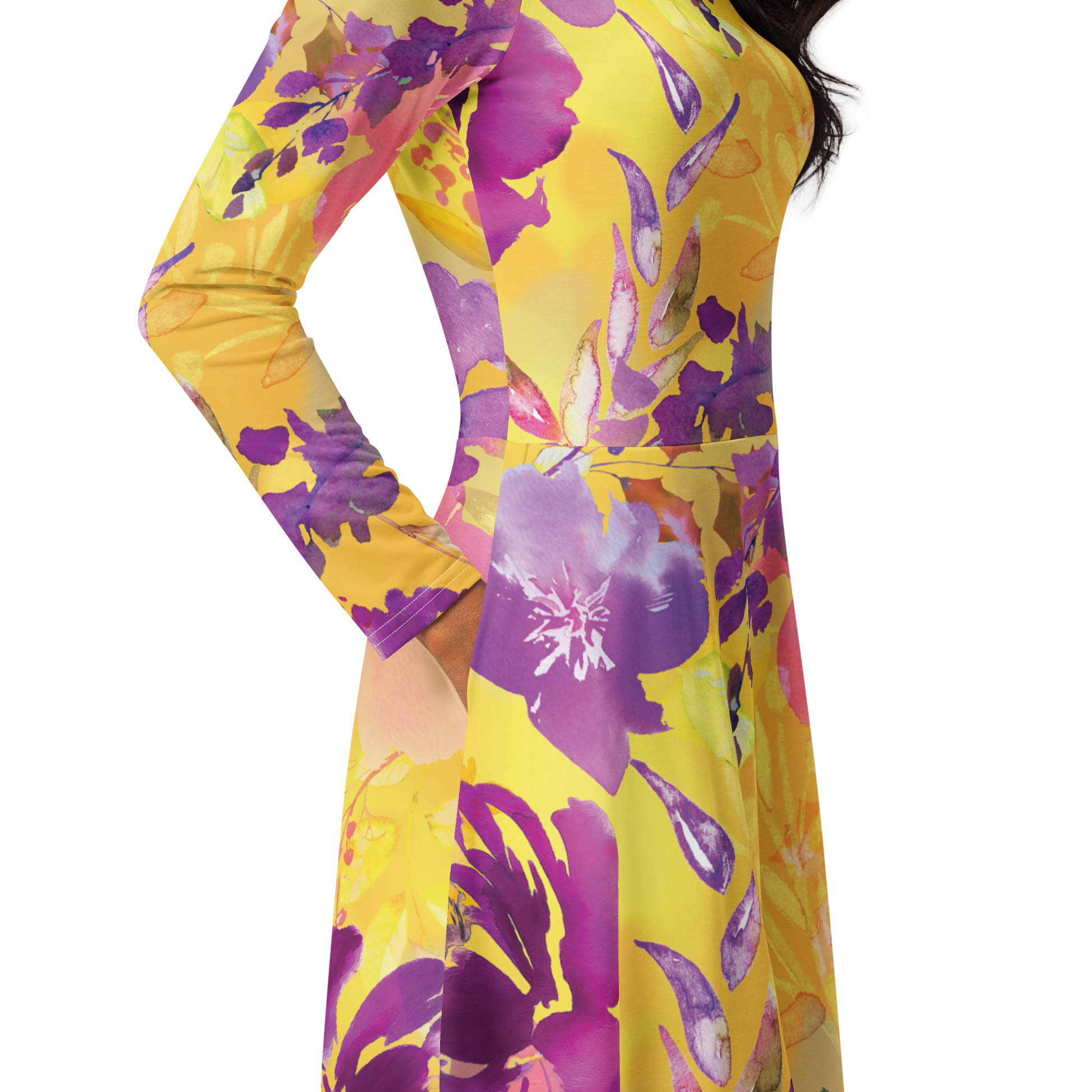 Yellow Purple Floral Dress - Vibrant Spring Style Yellow Purple Floral Dress - Vibrant Spring Style