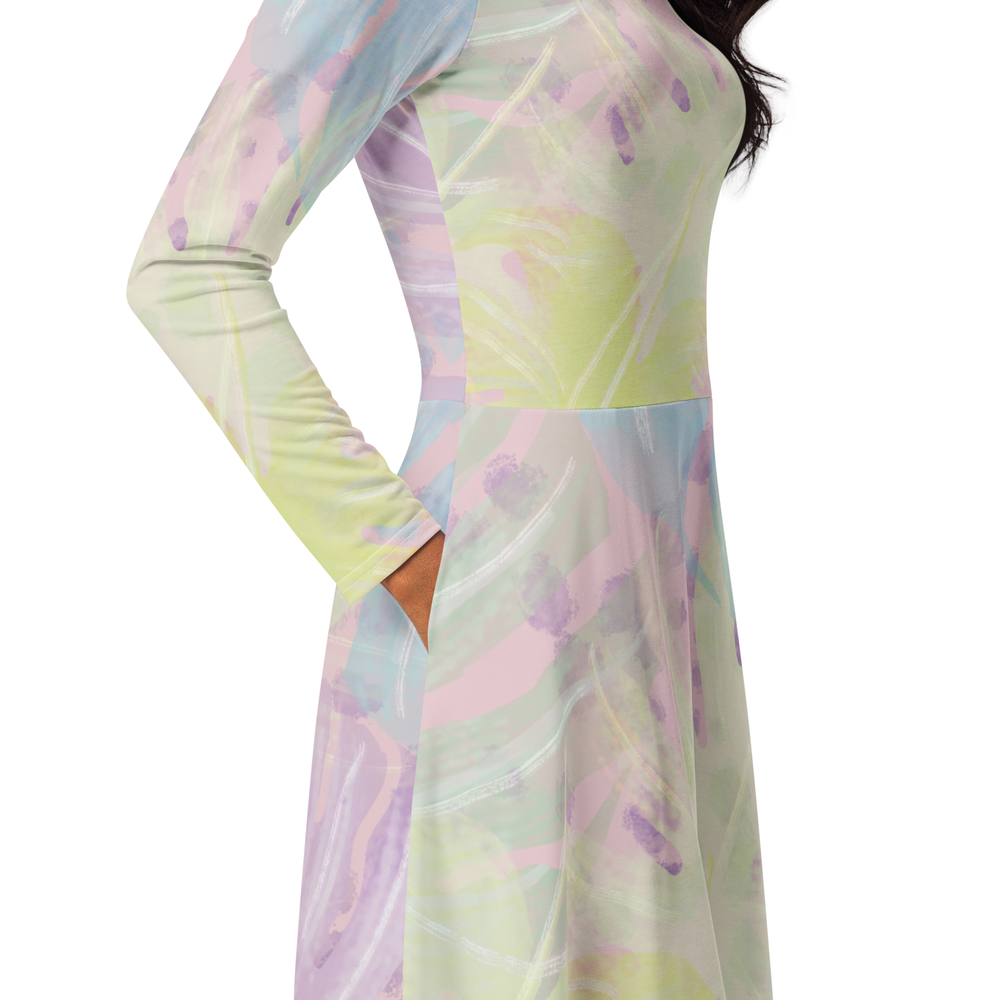 pastel long sleeve midi dress Light Blue 3/4 Sleeve Midi Dress with Sweetheart Neckline for Wedding Guest, Birthday Party / Cocktail Dress Perfect for Fall Wedding Guest