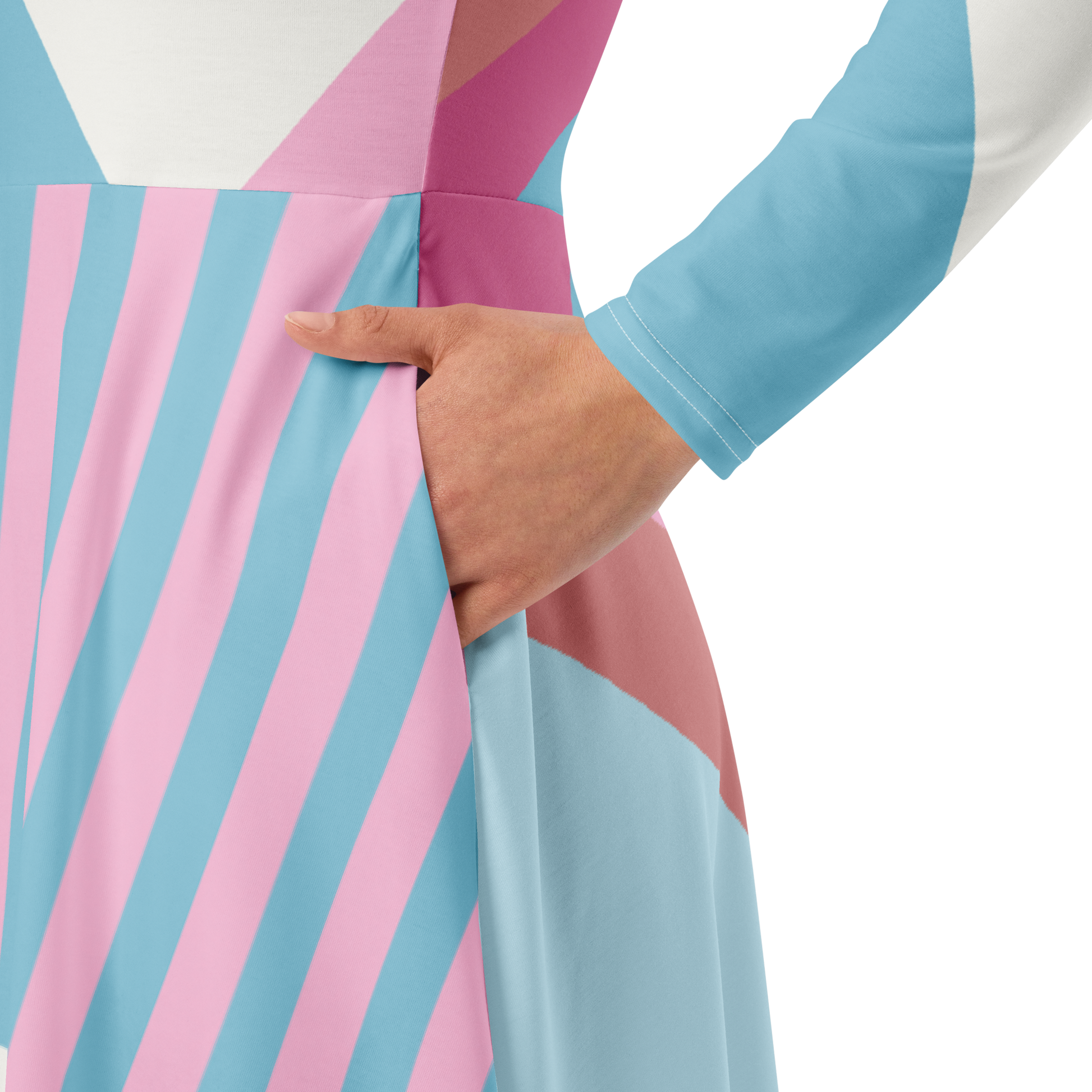 Blue Geometric Midi Dress - Abstract Pastel Pattern - Size XL | Tag & Stitch Blue Geometric Midi Dress - Abstract Pastel Pattern - Size XL | Tag & Stitch