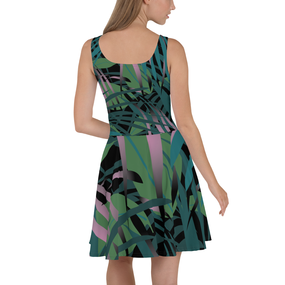 Green Black Skater Dress - Abstract Summer Pattern - Size XL | Tag & Stitch Green Black Skater Dress - Abstract Summer Pattern - Size XL | Tag & Stitch