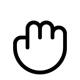 Outline of a hand cursor on a white background.