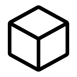 Black outline of a cube on a white background.