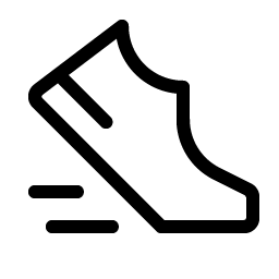 Black line drawing of a shoe on a white background.