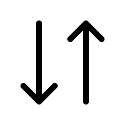 Two black arrows, one pointing up and the other down, on a white background.