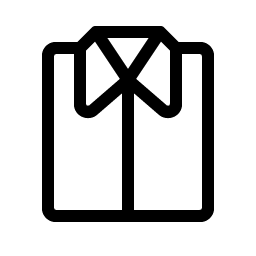Black icon of a folded shirt on a white background.