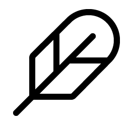Black feather icon on a white background.