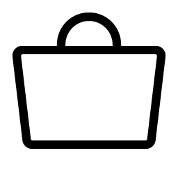 Black outline of a shopping bag on a white background.