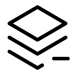 Icon of a diamond with three horizontal lines below it on a white background.