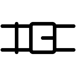 Black geometric symbol of a belt on a white background.