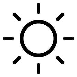 Black sun icon on a white background.