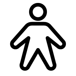Black outline of a person icon on a white background.