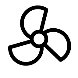 Black fan symbol on a white background.